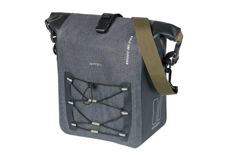 Bagažinės krepšys Basil Navigator Storm M, single pannier bag, 12-15L, black